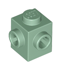 LEGO - Steen, gemodificeerd 1 x 1 met noppen op 2 aangrenzende zijden - Sand Green | N - Thumbnail