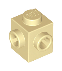 LEGO - Steen, gemodificeerd 1 x 1 met noppen op 2 aangrenzende zijden - Tan | N - Thumbnail