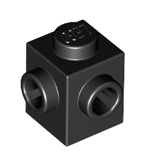 LEGO - Steen, gemodificeerd 1 x 1 met noppen op 2 aangrenzende zijden - Black | N - Thumbnail
