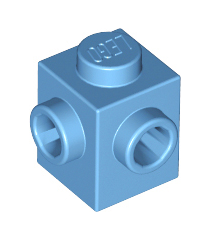 LEGO - Steen, gemodificeerd 1 x 1 met noppen op 2 aangrenzende zijden - Medium Blue | N - Thumbnail