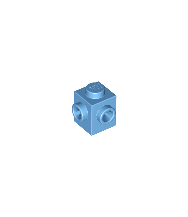 LEGO - Steen, gemodificeerd 1 x 1 met noppen op 2 aangrenzende zijden - Medium Blue | N