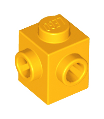 LEGO - Steen, gemodificeerd 1 x 1 met noppen op 2 aangrenzende zijden - Bright Light Orange | N - Thumbnail