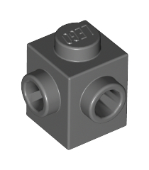 LEGO - Steen, gemodificeerd 1 x 1 met noppen op 2 aangrenzende zijden - Dark Bluish Gray | N - Thumbnail