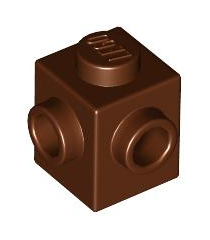 LEGO - Steen, gemodificeerd 1 x 1 met noppen op 2 aangrenzende zijden - Reddish Brown | N - Thumbnail