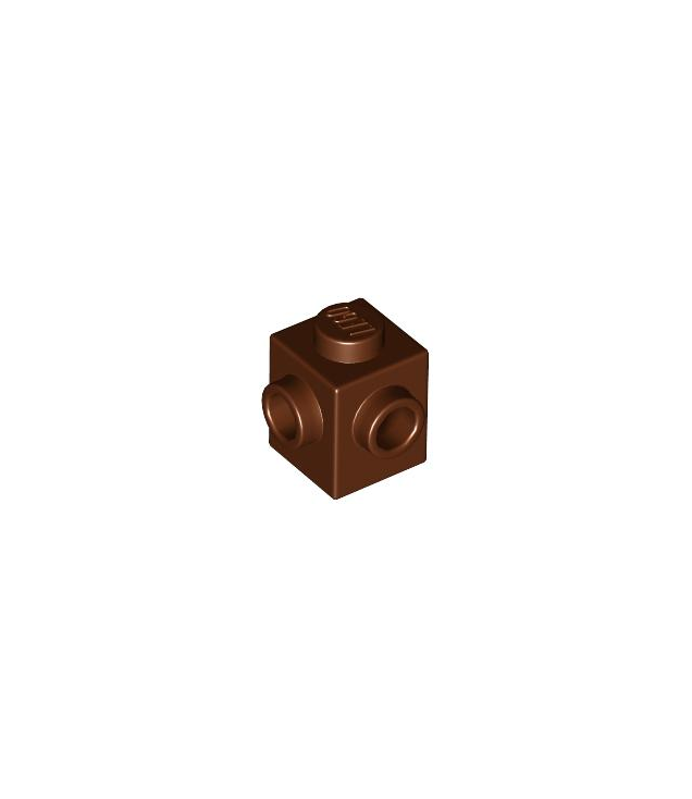 LEGO - Steen, gemodificeerd 1 x 1 met noppen op 2 aangrenzende zijden - Reddish Brown | N