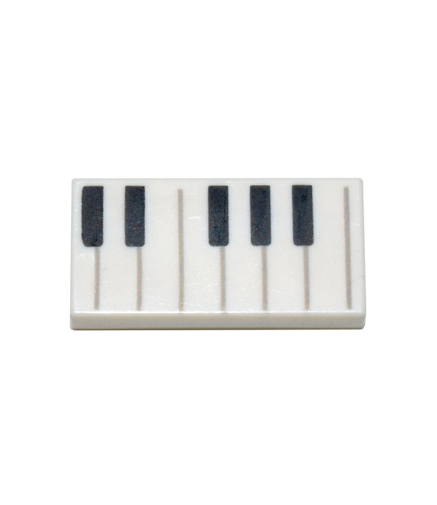 LEGO - Tegel 1 x 2 met zwart-wit pianotoetsenpatroon - White | N