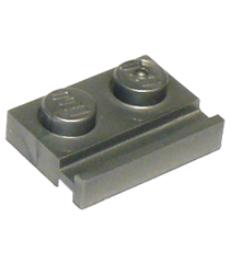 LEGO - Plaat, gemodificeerd 1 x 2 met deurrail - Flat Silver | N - Thumbnail