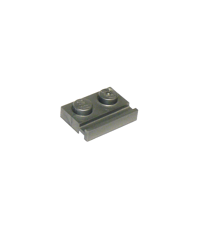 LEGO - Plaat, gemodificeerd 1 x 2 met deurrail - Flat Silver | N