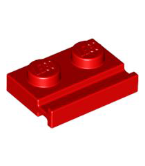 LEGO - Plaat, gemodificeerd 1 x 2 met deurrail - Red | N - Thumbnail