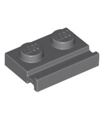 LEGO - Plaat, gemodificeerd 1 x 2 met deurrail - Dark Bluish Gray | N - Thumbnail