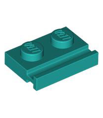 LEGO - Plaat, gemodificeerd 1 x 2 met deurrail - Dark Turquoise | N - Thumbnail