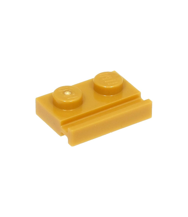 LEGO - Plaat, gemodificeerd 1 x 2 met deurrail - Pearl Gold | N
