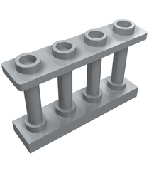 LEGO - Hek 1 x 4 x 2 met spijlen en 4 noppen - Light Bluish Gray | N - Thumbnail