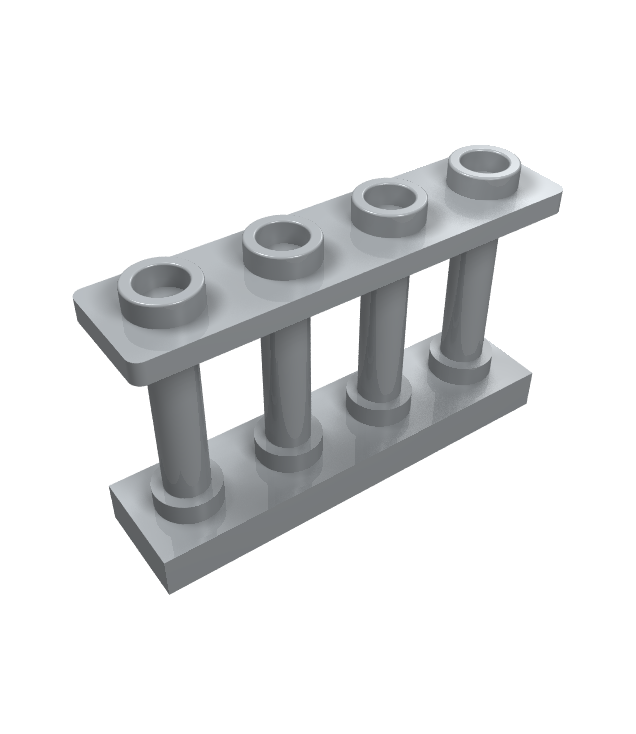 LEGO - Hek 1 x 4 x 2 met spijlen en 4 noppen - Light Bluish Gray | N
