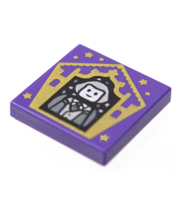 LEGO - Tegel 2 x 2 met HP Chocoladekikkerkaart Garrick Olivander-patroon - Dark Purple | N