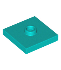LEGO - Plaat, gemodificeerd 2 x 2 met groef en 1 nop in midden (jumper) - Dark Turquoise | N - Thumbnail