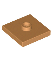 LEGO - Plaat, gemodificeerd 2 x 2 met groef en 1 nop in midden (jumper) - Medium Nougat | N - Thumbnail