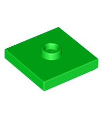 LEGO - Plaat, gemodificeerd 2 x 2 met groef en 1 nop in midden (jumper) - Bright Green | N - Thumbnail