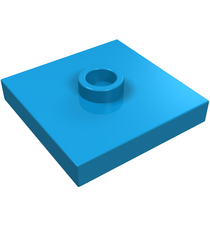 LEGO - Plaat, gemodificeerd 2 x 2 met groef en 1 nop in midden (jumper) - Dark Azure | N - Thumbnail