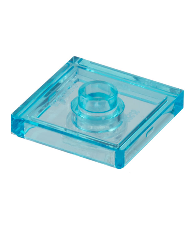 LEGO - Plaat, gemodificeerd 2 x 2 met groef en 1 nop in midden (jumper) - Trans-Light Blue | N