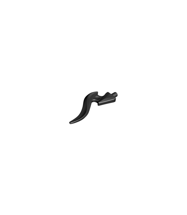 LEGO - Golf, afgerond enkel gebogen met staafuiteinde en driehoekige basis (vlam) - Black | N