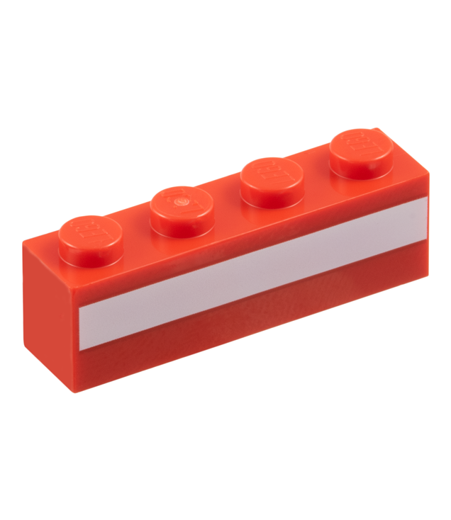LEGO - Steen 1 x 4 met witte streep­opdruk - Red | N
