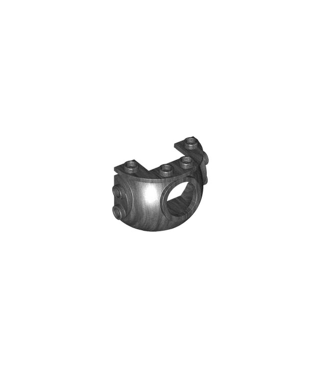 LEGO - Paneel 4 x 2 x 2 2/3 rond met cirkelvormig gat en noppen aan zijkanten - Pearl Dark Gray | N
