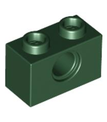 LEGO - Technic-steen 1 x 2 met gat - Dark Green | N - Thumbnail