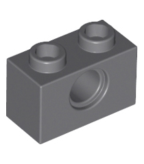 LEGO - Technic-steen 1 x 2 met gat - Dark Bluish Gray | N - Thumbnail
