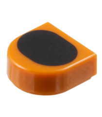 LEGO - Tegel, rond 1 x 1 halve cirkel verlengd met zwart ovaalpatroon - Dark Orange | N - Thumbnail