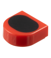 LEGO - Tegel, rond 1 x 1 halve cirkel verlengd met zwart ovaalpatroon - Red | N - Thumbnail