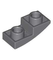 LEGO - Helling, gebogen 2 x 1 x 2/3 omgekeerd - Dark Bluish Gray | N - Thumbnail