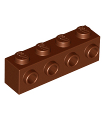 LEGO - Steen, gemodificeerd 1 x 4 met noppen aan zijkant - Reddish Brown | N - Thumbnail