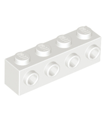 LEGO - Steen, gemodificeerd 1 x 4 met noppen aan zijkant - White | N - Thumbnail