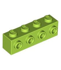 LEGO - Steen, gemodificeerd 1 x 4 met noppen aan zijkant - Lime | N - Thumbnail