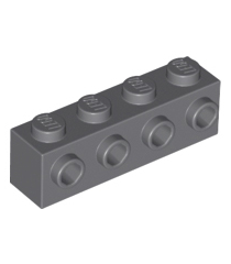 LEGO - Steen, gemodificeerd 1 x 4 met noppen aan zijkant - Dark Bluish Gray | N - Thumbnail