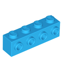 LEGO - Steen, gemodificeerd 1 x 4 met noppen aan zijkant - Dark Azure | N - Thumbnail