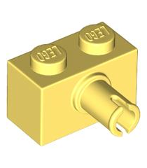 LEGO - Steen, gemodificeerd 1 x 2 met pen en onderop een nophouder - Bright Light Yellow | N - Thumbnail