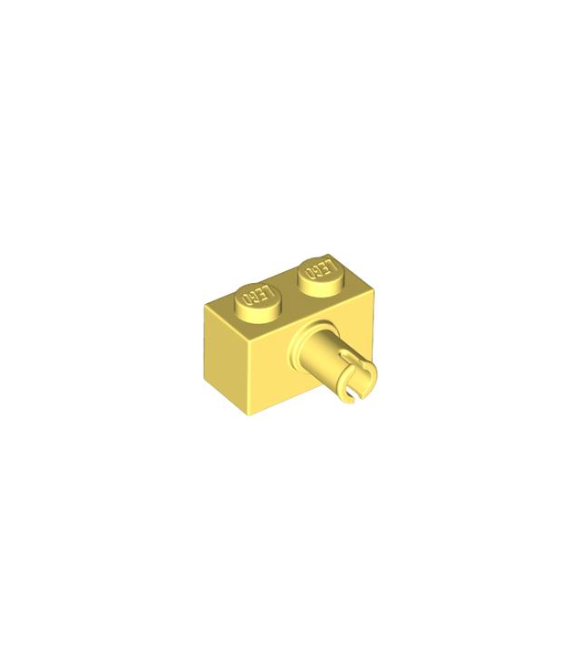 LEGO - Steen, gemodificeerd 1 x 2 met pen en onderop een nophouder - Bright Light Yellow | N