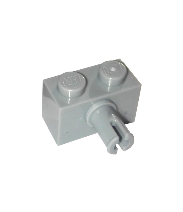 LEGO - Steen, gemodificeerd 1 x 2 met pen en onderop een nophouder - Light Bluish Gray | N