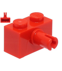 LEGO - Steen, gemodificeerd 1 x 2 met pen en onderop een nophouder - Red | N - Thumbnail