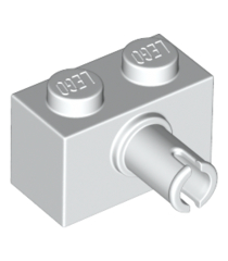 LEGO - Steen, gemodificeerd 1 x 2 met pen en onderop een nophouder - White | N - Thumbnail