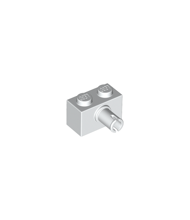 LEGO - Steen, gemodificeerd 1 x 2 met pen en onderop een nophouder - White | N