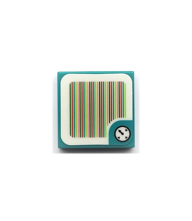 LEGO - Tegel 2 x 2 met Super Mario-scan­code en tijdblok / klok-patroon (sticker) – sets 71389 / 71408 - Dark Turquoise | N
