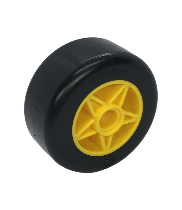 LEGO - Wiel Ø30 x 15 met pen­gat en gegoten zwarte harde plastic band - Yellow | N