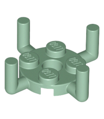 LEGO - Plaat, rond 2 x 2 met pen­gat en 4 staande staafarmen - Sand Green | N - Thumbnail