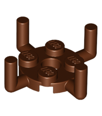 LEGO - Plaat, rond 2 x 2 met pen­gat en 4 staande staafarmen - Reddish Brown | N - Thumbnail