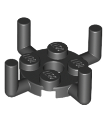 LEGO - Plaat, rond 2 x 2 met pen­gat en 4 staande staafarmen - Black | N - Thumbnail