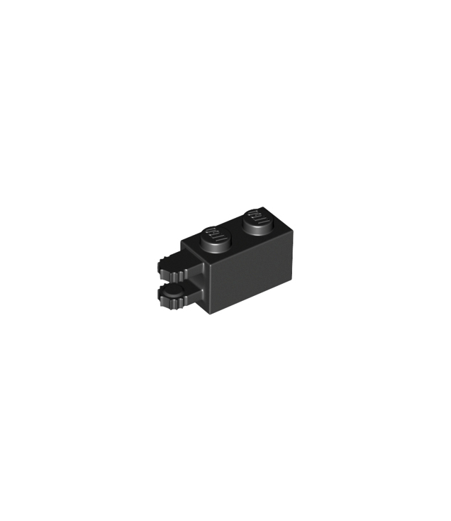 LEGO - Scharniersteen 1 x 2 vergrendelend met 2 horizontale vingers en 9 tandjes - Black | N