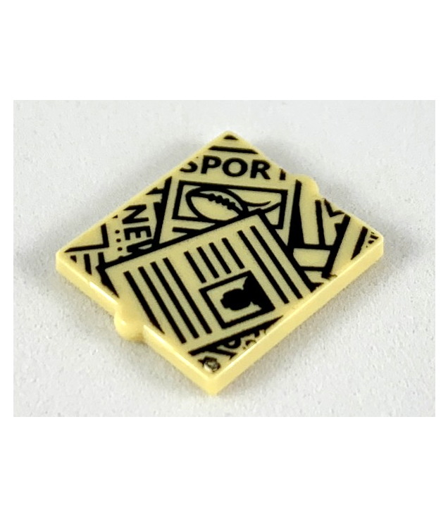 LEGO - Ruit voor raam 1 x 2 x 2 vlakke voorkant met verspreide krantenpatroon - Tan | N